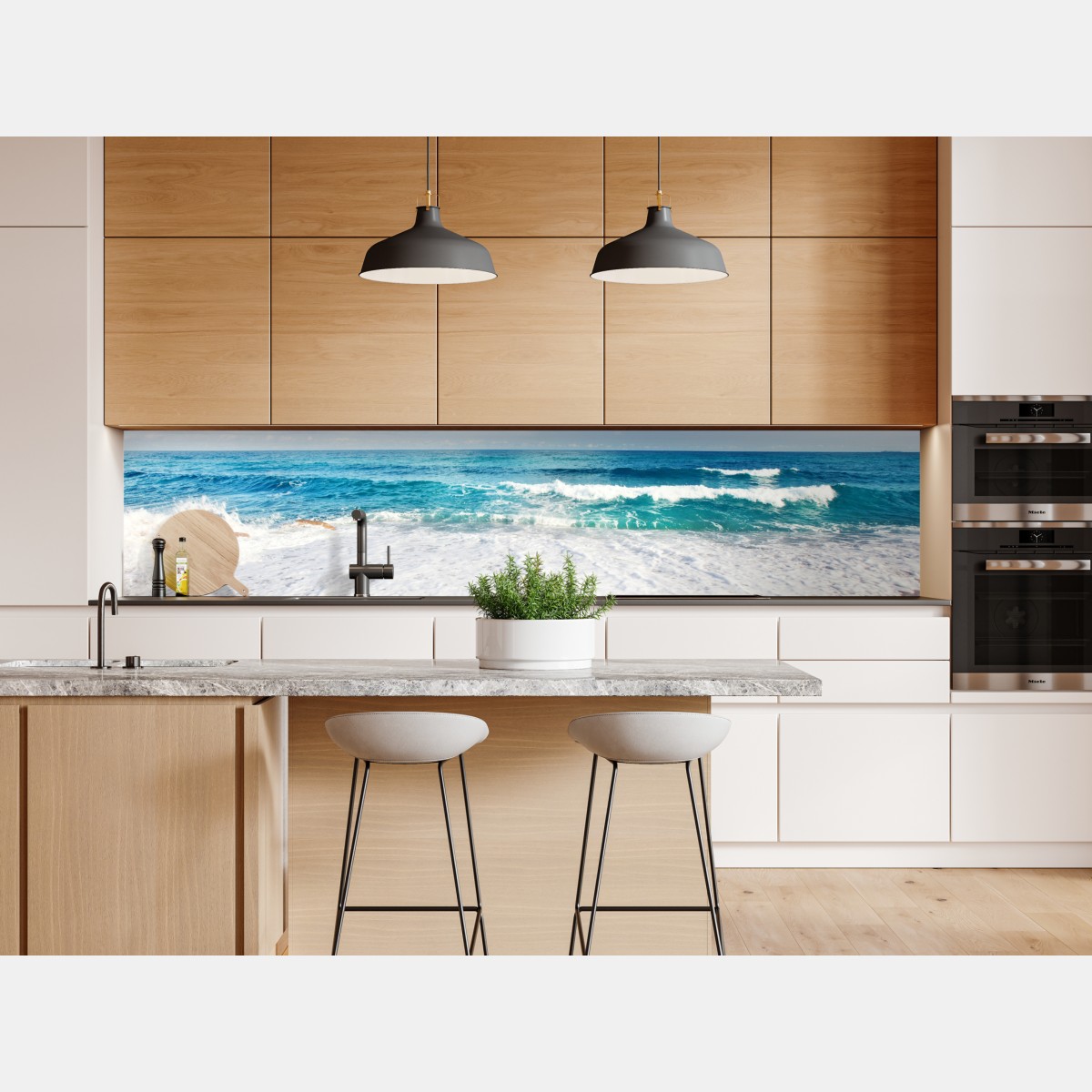 Repositionierbarer Aufkleber türkisfarbene wellen am sandstrand – Wallnifity® Repositionierbarer Aufkleber türkisfarbene wellen am sandstrand – Wallnifity®