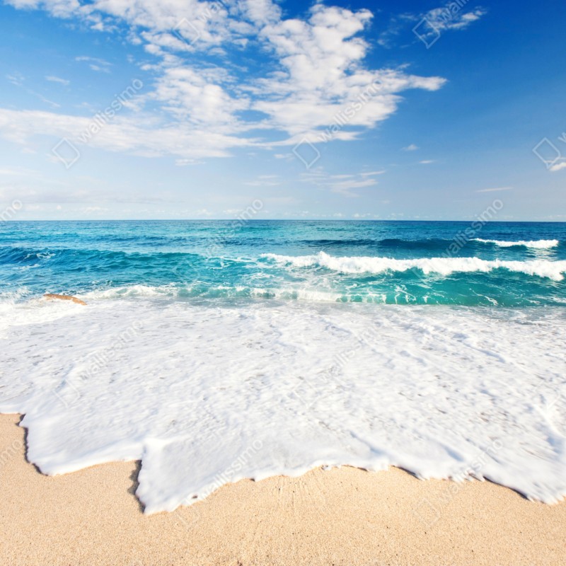 Repositionierbarer Aufkleber türkisfarbene wellen am sandstrand – Wallnifity® Repositionierbarer Aufkleber türkisfarbene wellen am sandstrand – Wallnifity®