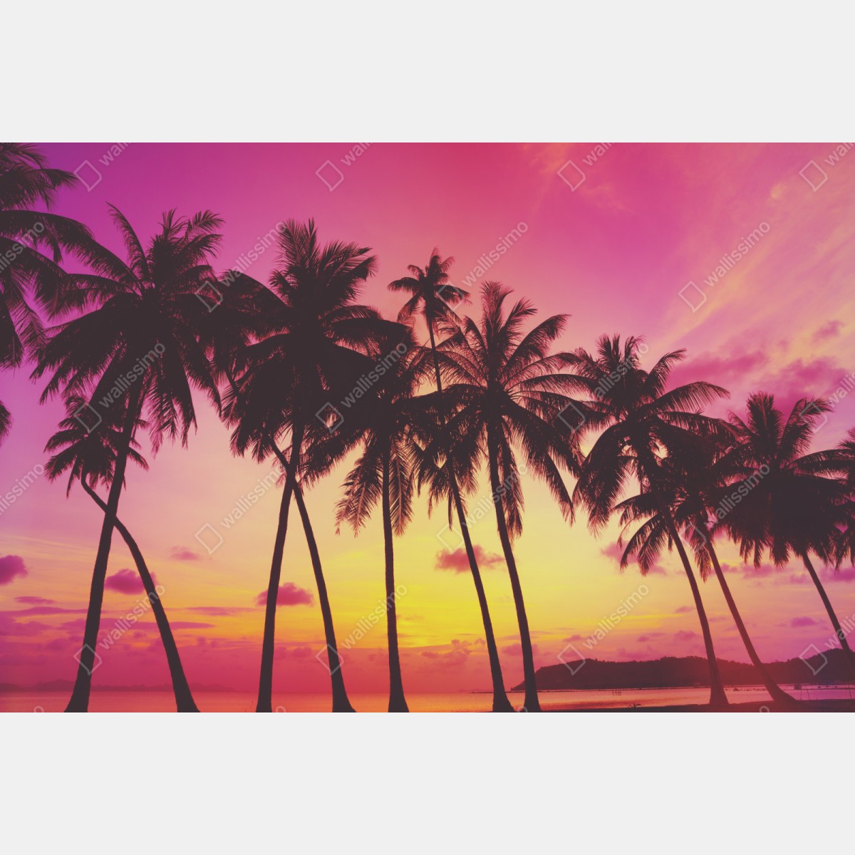 Repositionierbarer Aufkleber tropischer sonnenuntergang mit palmen, Thailand – Wallnifity® Repositionierbarer Aufkleber tropischer sonnenuntergang mit palmen, Thailand – Wallnifity®