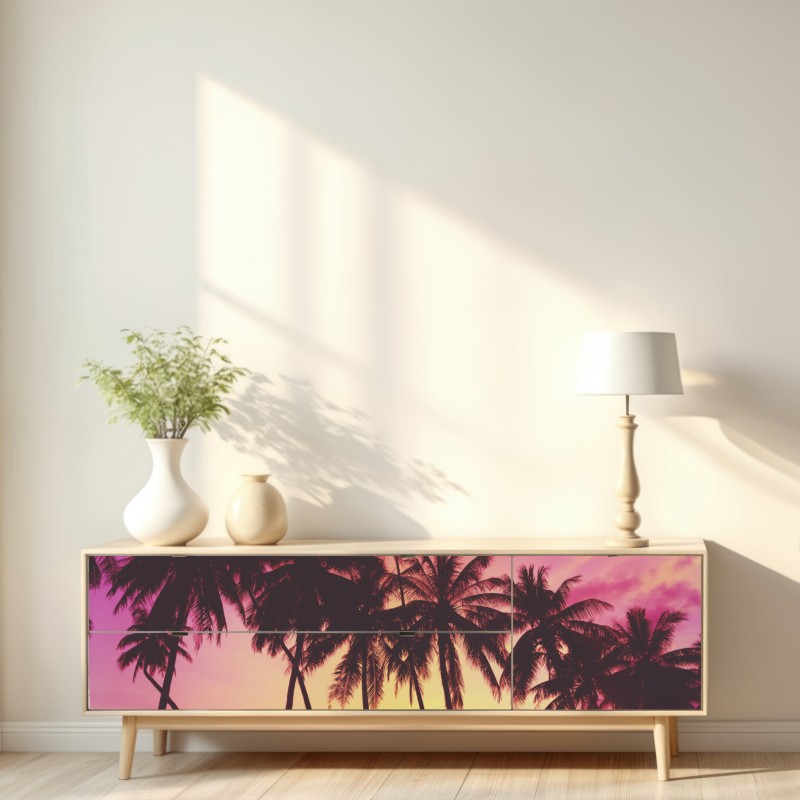 Repositionierbarer Aufkleber tropischer sonnenuntergang mit palmen, Thailand – Wallnifity® Repositionierbarer Aufkleber tropischer sonnenuntergang mit palmen, Thailand – Wallnifity®