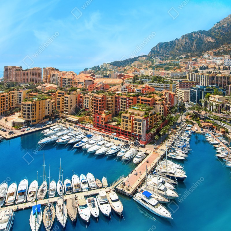 Repositionierbarer Aufkleber sonnige marina und küstenstadt – Wallnifity® Repositionierbarer Aufkleber sonnige marina und küstenstadt – Wallnifity®