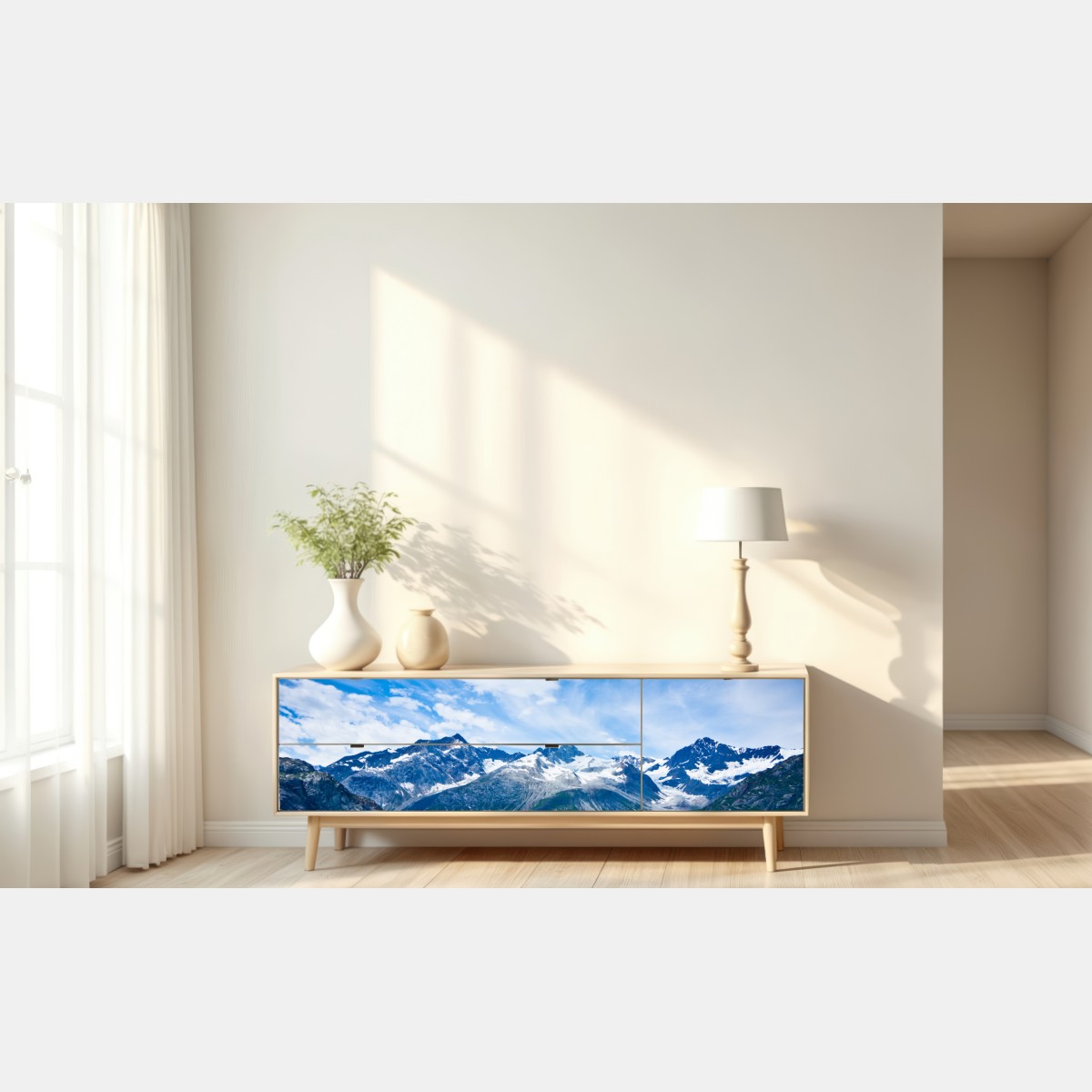 Repositionierbarer Aufkleber schneebedeckte gipfel in Glacier Bay, Alaska – Wallnifity® Repositionierbarer Aufkleber schneebedeckte gipfel in Glacier Bay, Alaska – Wallnifity®