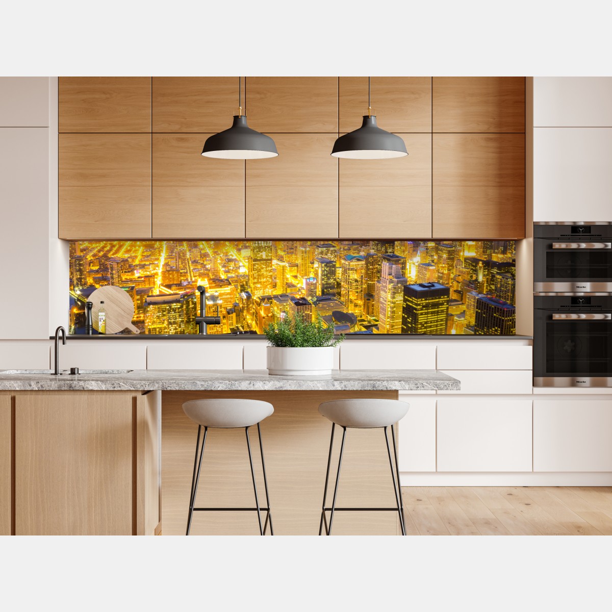 Repositionierbarer Aufkleber luftaufnahme der nächtlichen skyline von Chicago – Wallnifity® Repositionierbarer Aufkleber luftaufnahme der nächtlichen skyline von Chicago – Wallnifity®