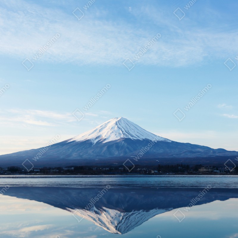 Repositionierbarer Aufkleber berg Fuji spiegelung im see – Wallnifity® Repositionierbarer Aufkleber berg Fuji spiegelung im see – Wallnifity®