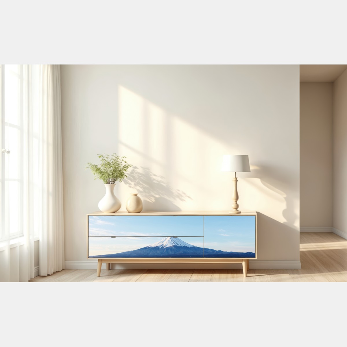Repositionierbarer Aufkleber berg Fuji spiegelung im see – Wallnifity® Repositionierbarer Aufkleber berg Fuji spiegelung im see – Wallnifity®