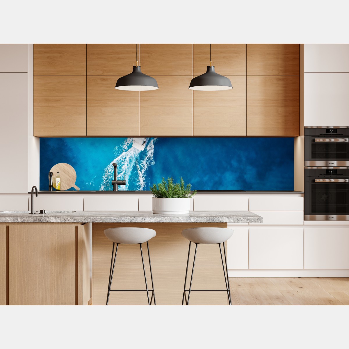 Repositionierbarer Aufkleber jacht über dem kristallblauen ozean – Wallnifity® Repositionierbarer Aufkleber jacht über dem kristallblauen ozean – Wallnifity®
