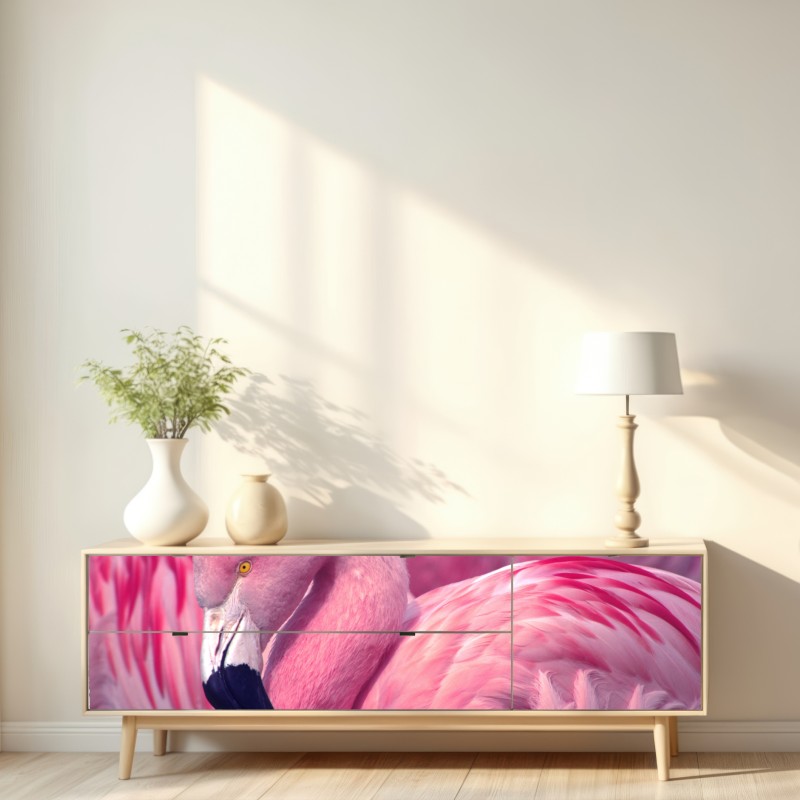 Repositionierbarer Aufkleber rosa flamingo nahaufnahme – Wallnifity® Repositionierbarer Aufkleber rosa flamingo nahaufnahme – Wallnifity®