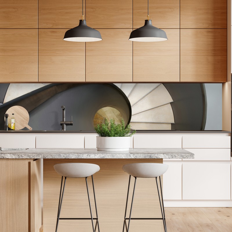 Repositionierbarer Aufkleber geometrische moderne fassade in schwarzweiß – Wallnifity®