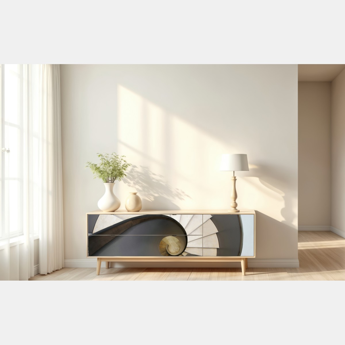 Repositionierbarer Aufkleber spiraltreppe abstrakte komposition – Wallnifity® Repositionierbarer Aufkleber spiraltreppe abstrakte komposition – Wallnifity®