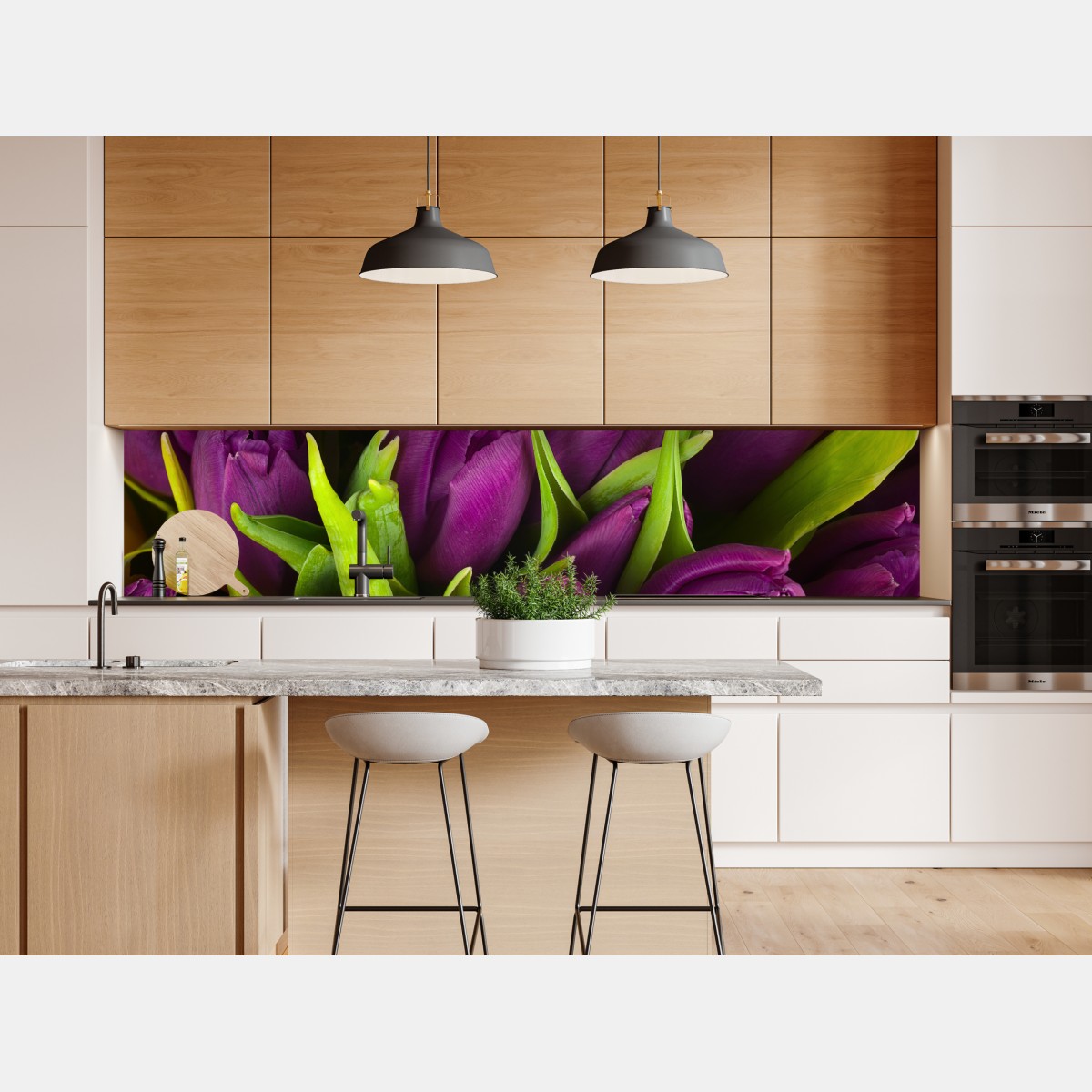 Repositionierbarer Aufkleber lila tulpen im bukett – Wallnifity® Repositionierbarer Aufkleber lila tulpen im bukett – Wallnifity®