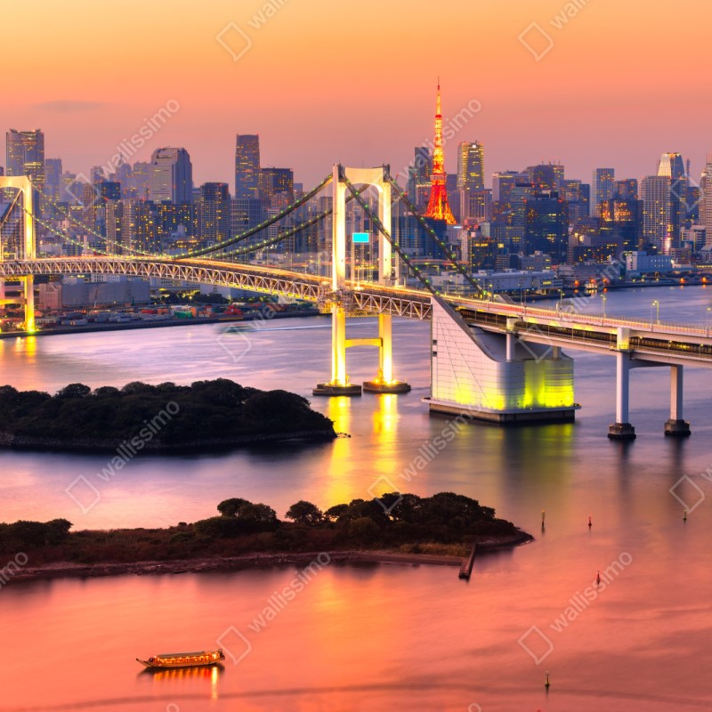 Repositionierbarer Aufkleber Tokio skyline bei sonnenuntergang – Wallnifity® Repositionierbarer Aufkleber Tokio skyline bei sonnenuntergang – Wallnifity®