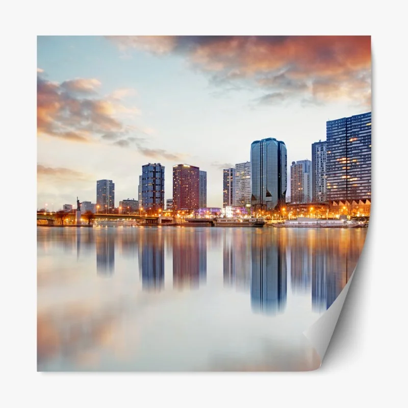 Repositionierbarer Aufkleber goldener sonnenuntergang über der skyline von New York – Wallnifity®
