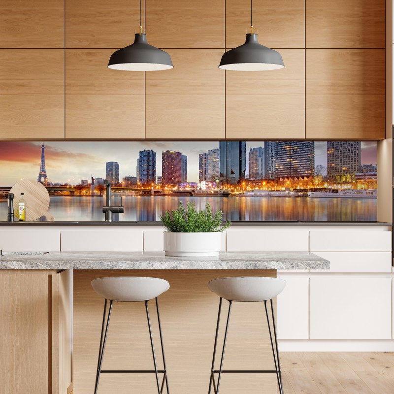 Repositionierbarer Aufkleber goldener sonnenuntergang über der skyline von New York – Wallnifity®