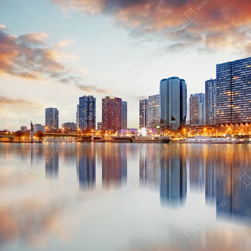 Repositionierbarer Aufkleber Paris skyline bei sonnenuntergang mit Eiffelturm – Wallnifity® Repositionierbarer Aufkleber Paris skyline bei sonnenuntergang mit Eiffelturm – Wallnifity®