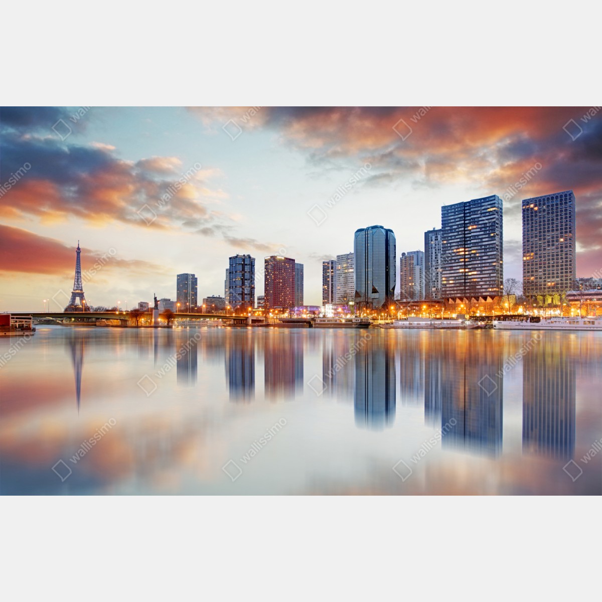 Repositionierbarer Aufkleber Paris skyline bei sonnenuntergang mit Eiffelturm – Wallnifity® Repositionierbarer Aufkleber Paris skyline bei sonnenuntergang mit Eiffelturm – Wallnifity®