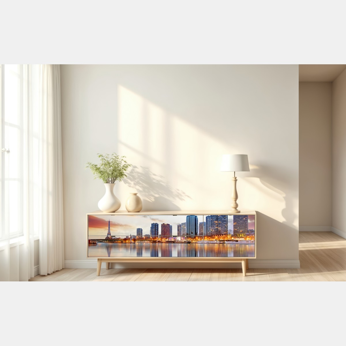 Repositionierbarer Aufkleber Paris skyline bei sonnenuntergang mit Eiffelturm – Wallnifity® Repositionierbarer Aufkleber Paris skyline bei sonnenuntergang mit Eiffelturm – Wallnifity®