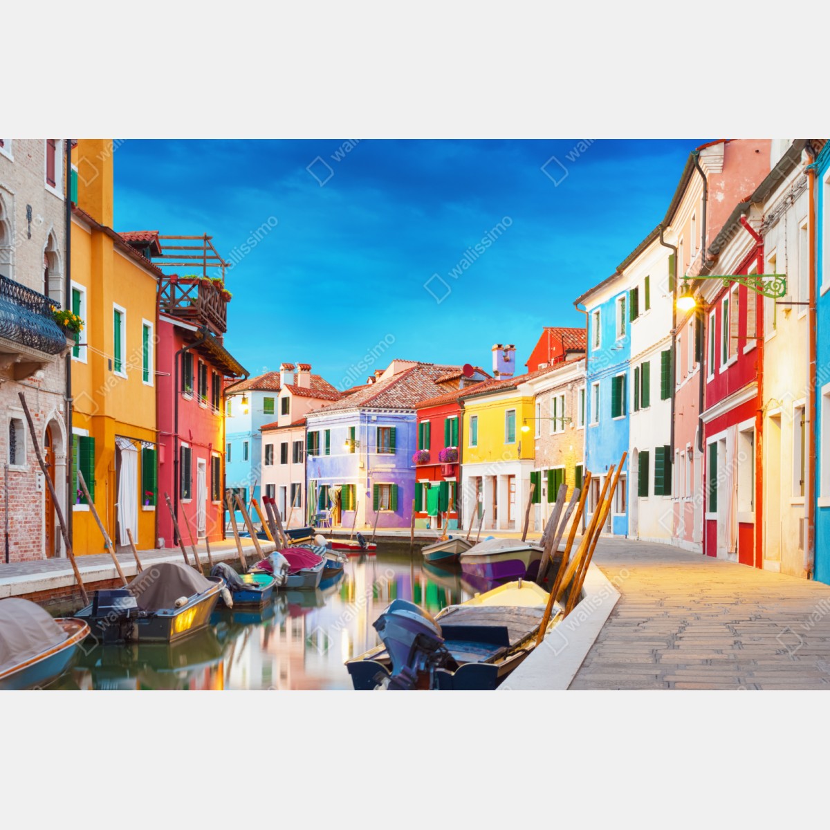 Repositionierbarer Aufkleber bunte häuser in Burano, Venedig – Wallnifity® Repositionierbarer Aufkleber bunte häuser in Burano, Venedig – Wallnifity®