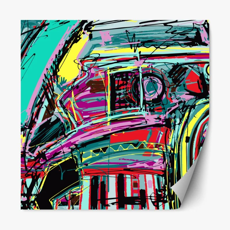 Repositionierbarer Aufkleber lebhafte türkis abstrakte autokomposition