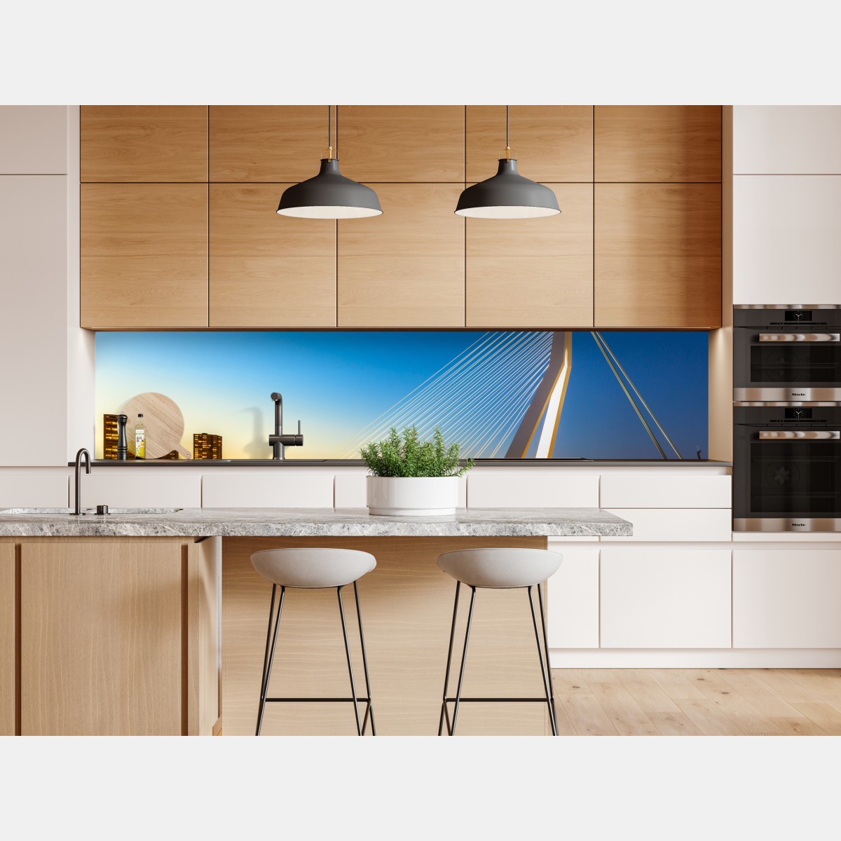 Repositionierbarer Aufkleber Rotterdam Erasmusbrücke bei dämmerung – Wallnifity® Repositionierbarer Aufkleber Rotterdam Erasmusbrücke bei dämmerung – Wallnifity®