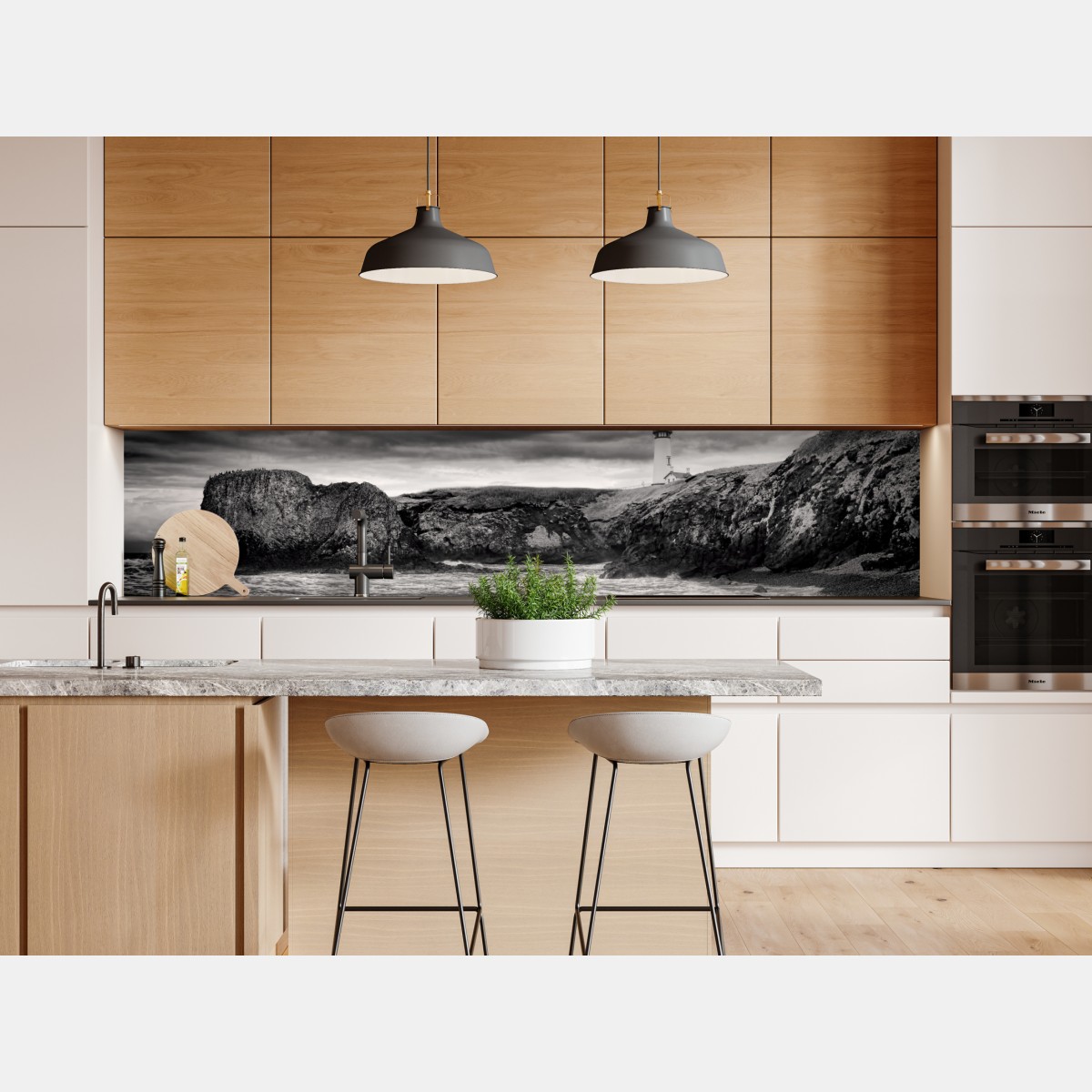 Repositionierbarer Aufkleber leuchtturm Yaquina Bay an stürmischer küste – Wallnifity® Repositionierbarer Aufkleber leuchtturm Yaquina Bay an stürmischer küste – Wallnifity®