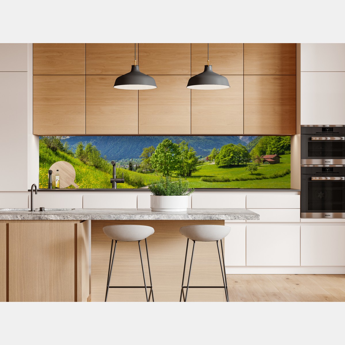 Repositionierbarer Aufkleber alpine frühlingswiese mit schneebedeckten gipfeln – Wallnifity® Repositionierbarer Aufkleber alpine frühlingswiese mit schneebedeckten gipfeln – Wallnifity®