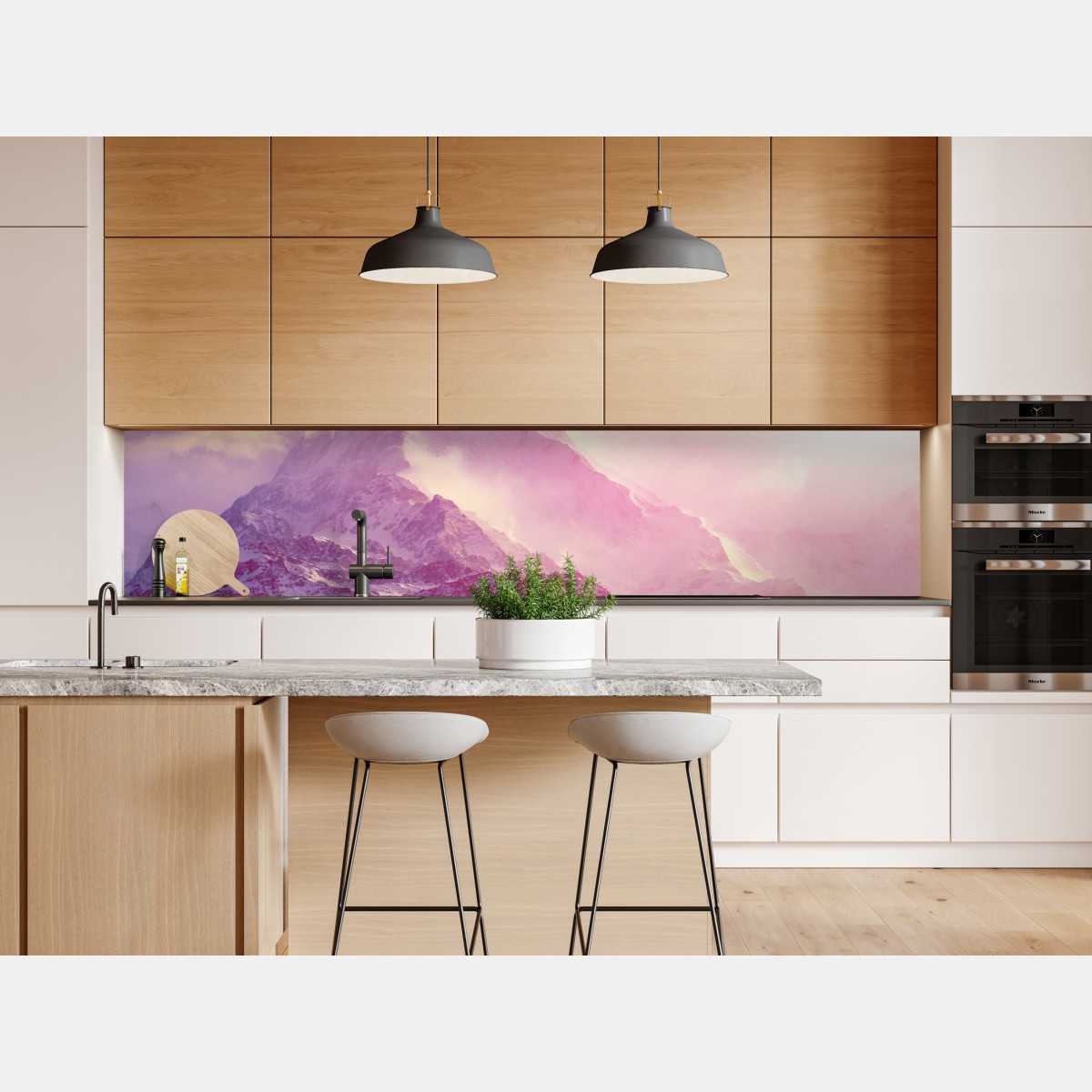 Repositionierbarer Aufkleber pastellfarbener sonnenaufgang über den bergen – Wallnifity® Repositionierbarer Aufkleber pastellfarbener sonnenaufgang über den bergen – Wallnifity®