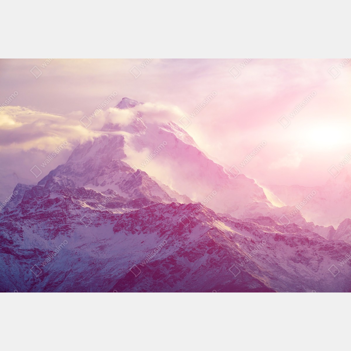 Repositionierbarer Aufkleber pastellfarbener sonnenaufgang über den bergen – Wallnifity® Repositionierbarer Aufkleber pastellfarbener sonnenaufgang über den bergen – Wallnifity®