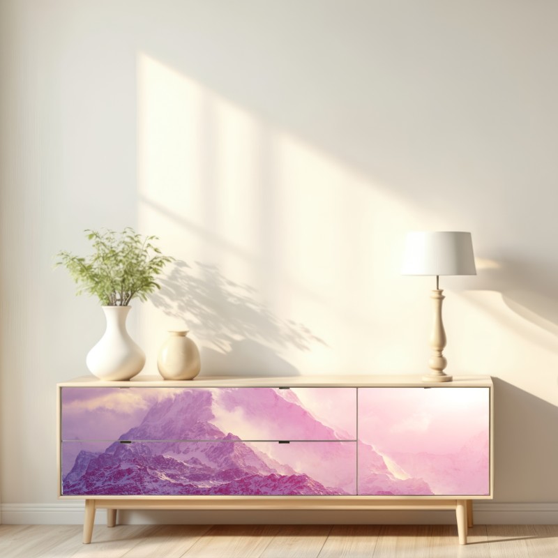 Repositionierbarer Aufkleber pastellfarbener sonnenaufgang über den bergen – Wallnifity® Repositionierbarer Aufkleber pastellfarbener sonnenaufgang über den bergen – Wallnifity®