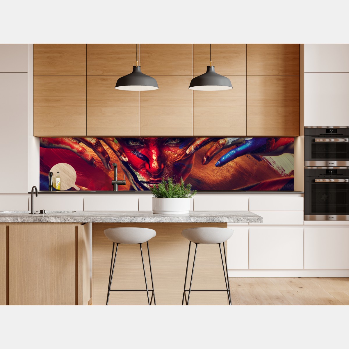 Repositionierbarer Aufkleber mysteriöses bemaltes porträt – Wallnifity® Repositionierbarer Aufkleber mysteriöses bemaltes porträt – Wallnifity®