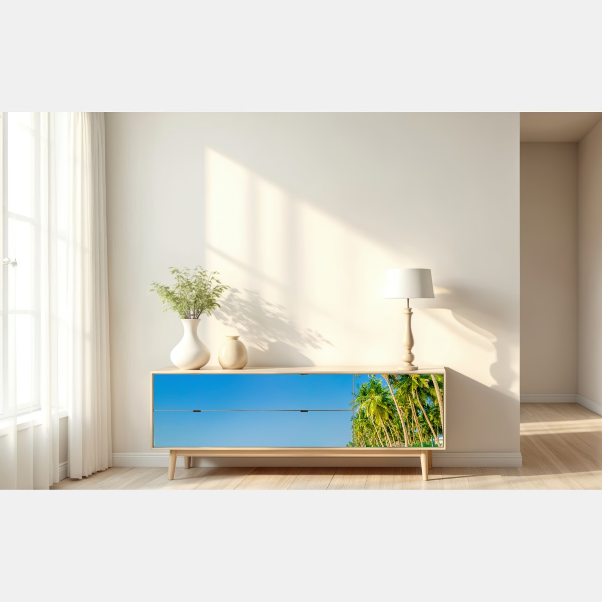 Repositionierbarer Aufkleber tropischer palmenstrand – Wallnifity® Repositionierbarer Aufkleber tropischer palmenstrand – Wallnifity®