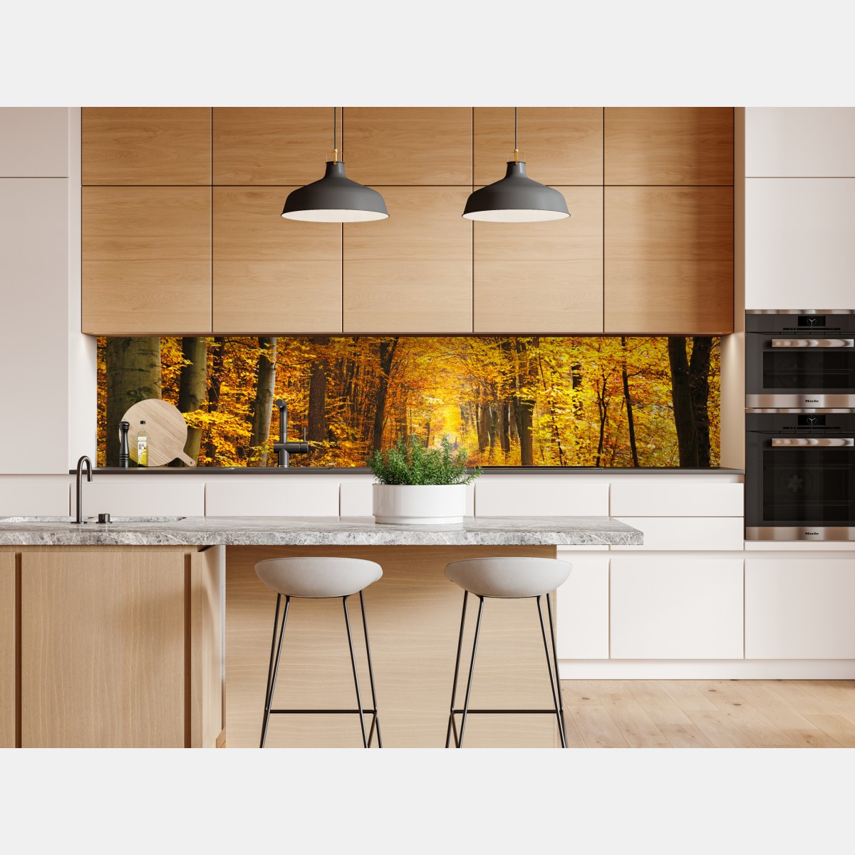 Repositionierbarer Aufkleber goldener herbstwald pfad – Wallnifity® Repositionierbarer Aufkleber goldener herbstwald pfad – Wallnifity®