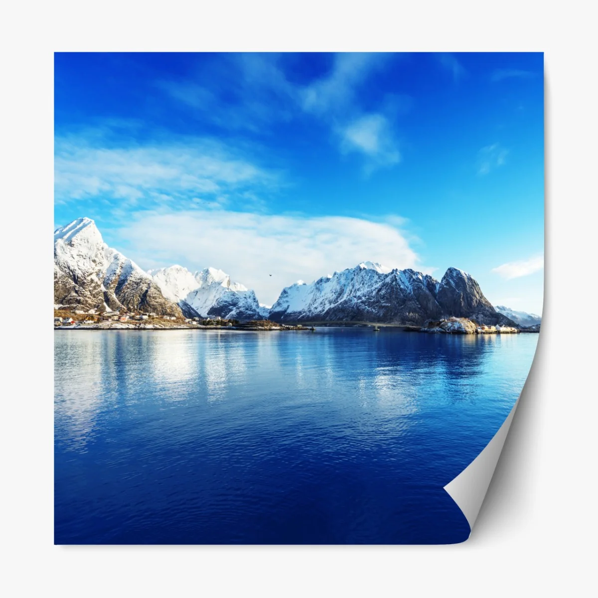 Repositionierbarer Aufkleber ruhige winterliche fjordlandschaft in Reine, Lofoten – Wallnifity® Repositionierbarer Aufkleber ruhige winterliche fjordlandschaft in Reine, Lofoten – Wallnifity®