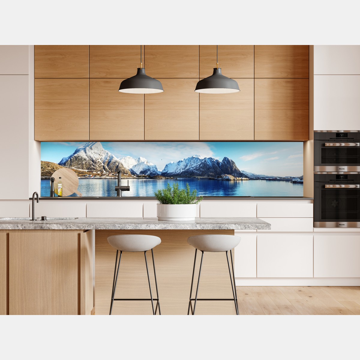 Repositionierbarer Aufkleber ruhige winterliche fjordlandschaft in Reine, Lofoten – Wallnifity® Repositionierbarer Aufkleber ruhige winterliche fjordlandschaft in Reine, Lofoten – Wallnifity®
