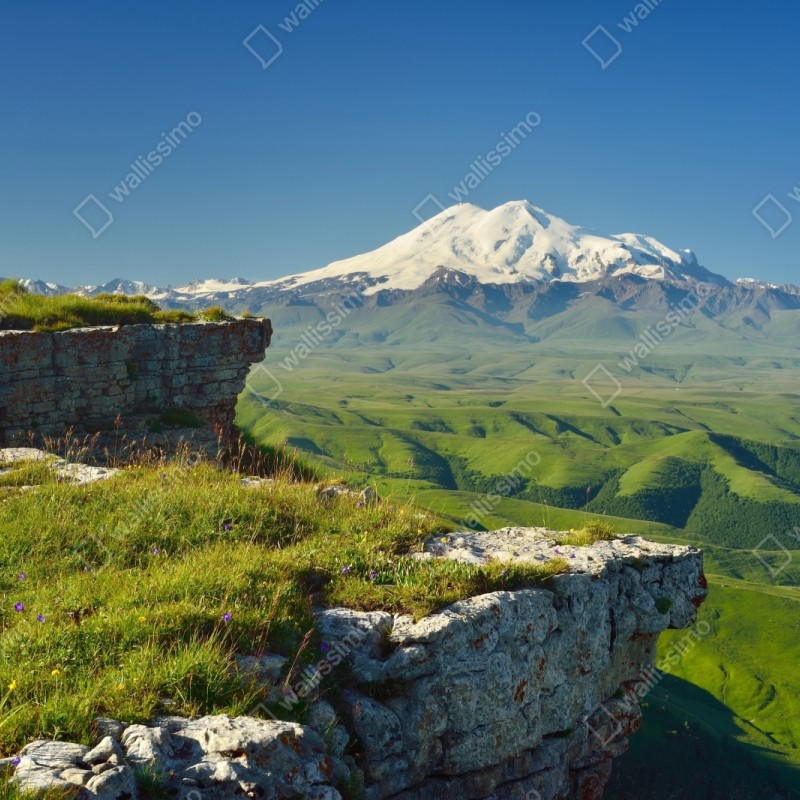 Repositionierbarer Aufkleber majestätischer Elbrus am morgen – Wallnifity® Repositionierbarer Aufkleber majestätischer Elbrus am morgen – Wallnifity®