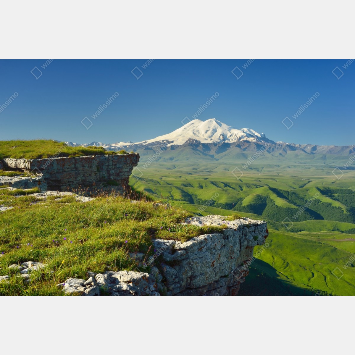Repositionierbarer Aufkleber majestätischer Elbrus am morgen – Wallnifity® Repositionierbarer Aufkleber majestätischer Elbrus am morgen – Wallnifity®