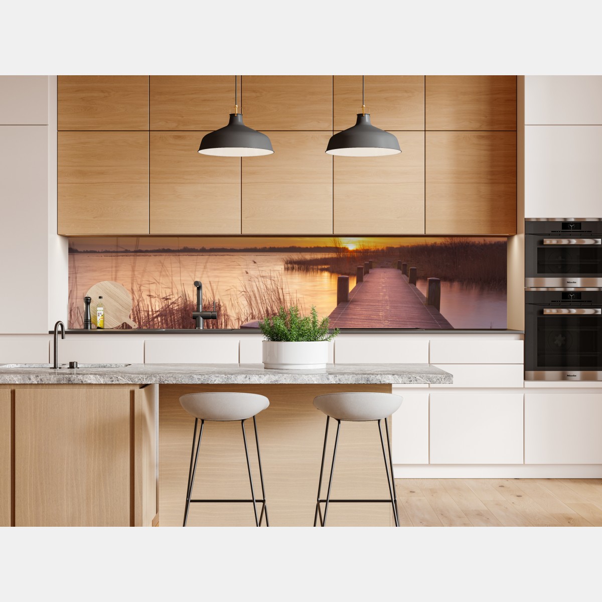 Repositionierbarer Aufkleber sonnenaufgang über dem see bei Amsterdam – Wallnifity® Repositionierbarer Aufkleber sonnenaufgang über dem see bei Amsterdam – Wallnifity®