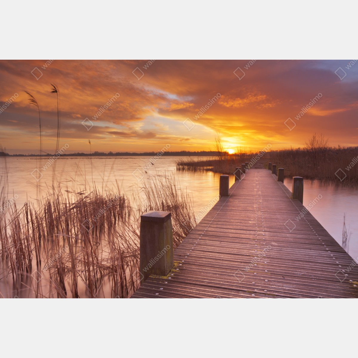 Repositionierbarer Aufkleber sonnenaufgang über dem see bei Amsterdam – Wallnifity® Repositionierbarer Aufkleber sonnenaufgang über dem see bei Amsterdam – Wallnifity®
