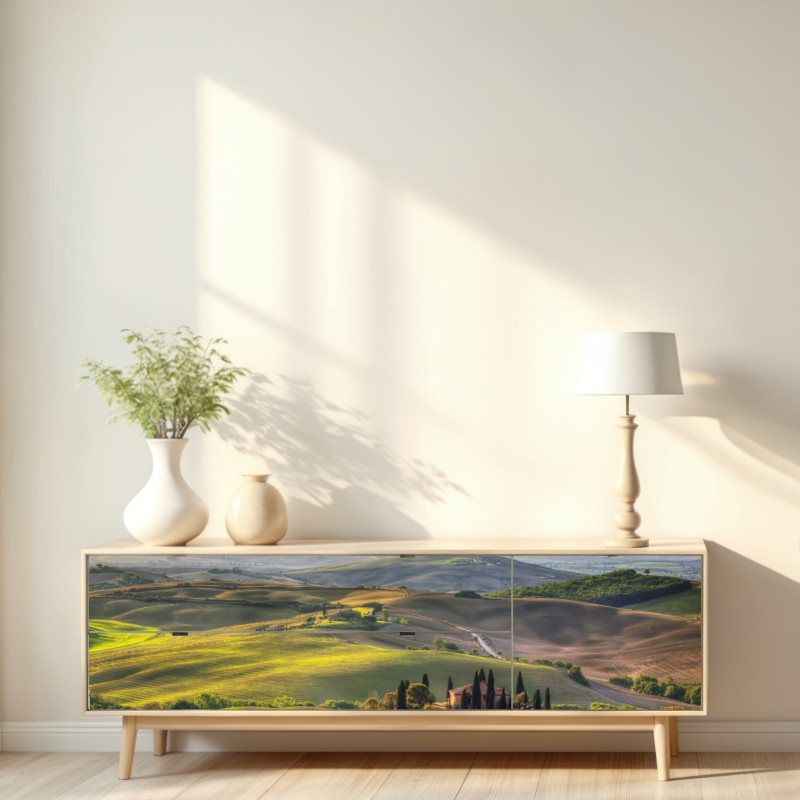 Repositionierbarer Aufkleber Toskana friedliche hügel im abendlicht – Wallnifity® Repositionierbarer Aufkleber Toskana friedliche hügel im abendlicht – Wallnifity®