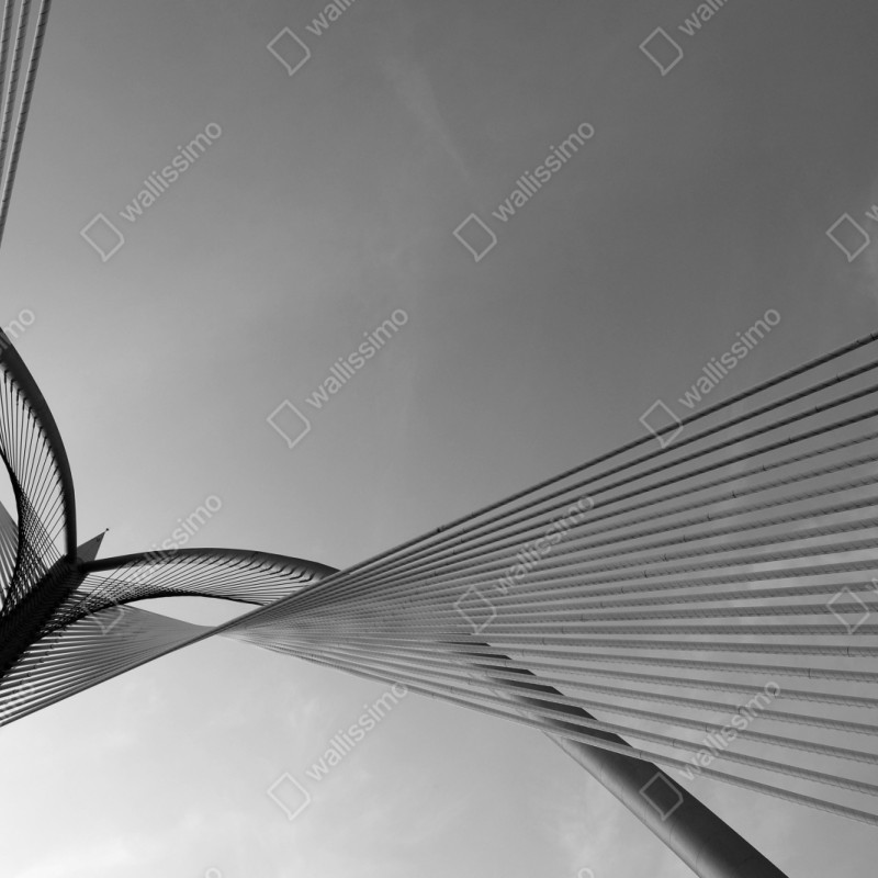 Repositionierbarer Aufkleber monochrome brücke mit geometrischen linien – Wallnifity® Repositionierbarer Aufkleber monochrome brücke mit geometrischen linien – Wallnifity®