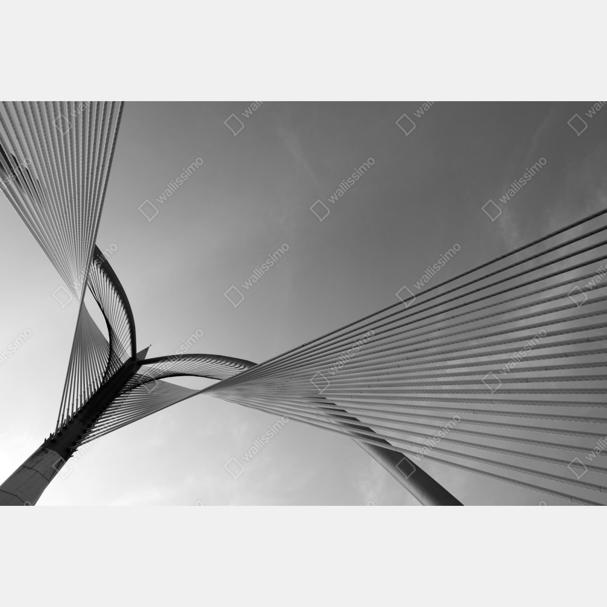 Repositionierbarer Aufkleber monochrome brücke mit geometrischen linien – Wallnifity® Repositionierbarer Aufkleber monochrome brücke mit geometrischen linien – Wallnifity®