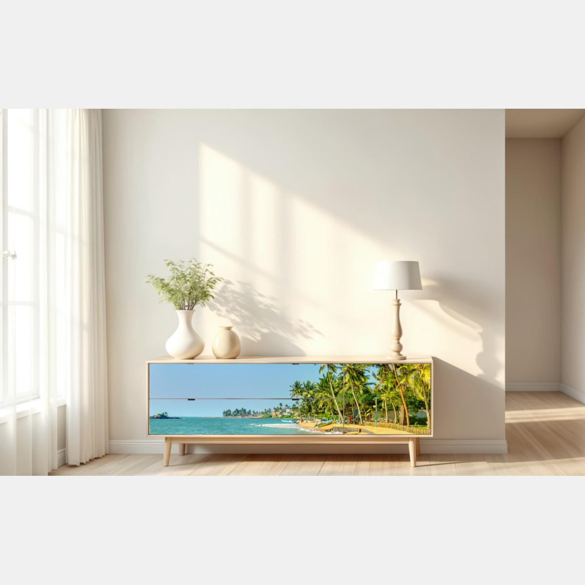 Repositionierbarer Aufkleber tropischer palmenstrand – Wallnifity® Repositionierbarer Aufkleber tropischer palmenstrand – Wallnifity®