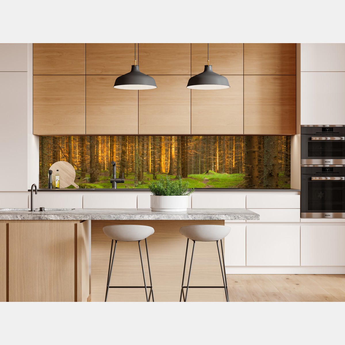 Repositionierbarer Aufkleber goldenes licht im moosbedeckten kiefernwald – Wallnifity® Repositionierbarer Aufkleber goldenes licht im moosbedeckten kiefernwald – Wallnifity®