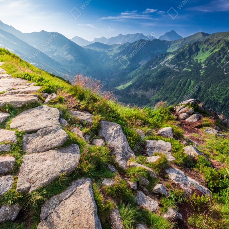 Repositionierbarer Aufkleber sonnenaufgang über dem Tatra-wanderweg – Wallnifity® Repositionierbarer Aufkleber sonnenaufgang über dem Tatra-wanderweg – Wallnifity®
