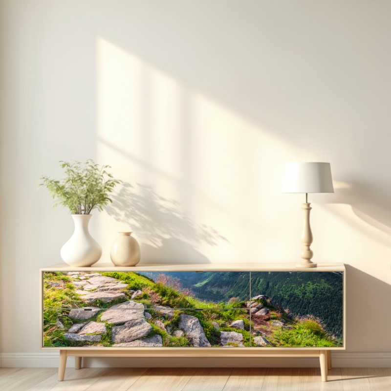 Repositionierbarer Aufkleber sonnenaufgang über dem Tatra-wanderweg – Wallnifity® Repositionierbarer Aufkleber sonnenaufgang über dem Tatra-wanderweg – Wallnifity®