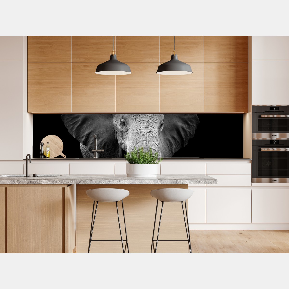 Repositionierbarer Aufkleber majestätisches elefantenporträt in monochrom – Wallnifity® Repositionierbarer Aufkleber majestätisches elefantenporträt in monochrom – Wallnifity®