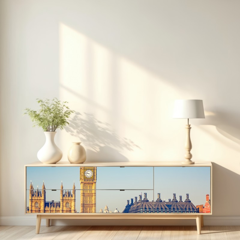 Repositionierbarer Aufkleber London mit Big Ben und Westminster Bridge – Wallnifity® Repositionierbarer Aufkleber London mit Big Ben und Westminster Bridge – Wallnifity®