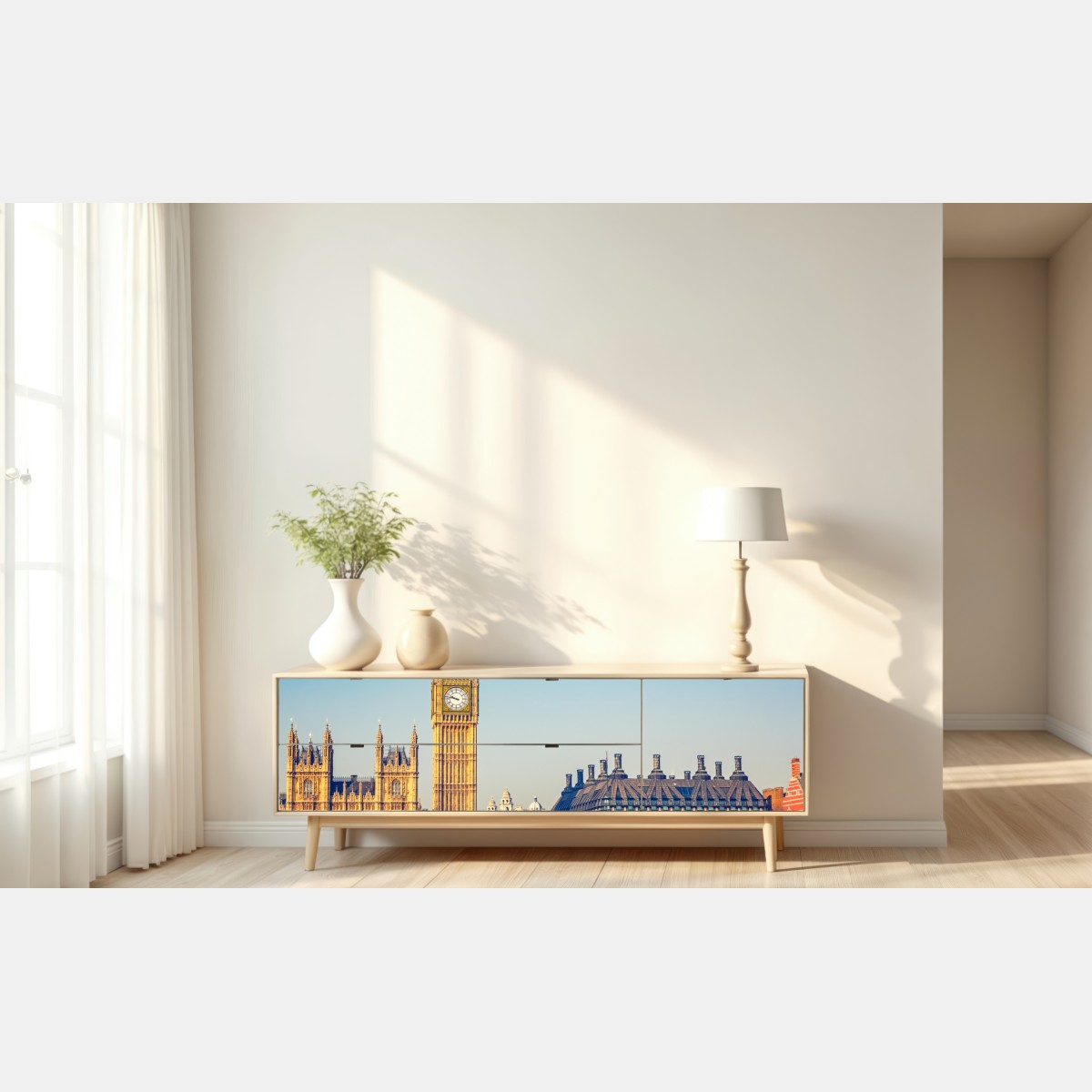 Repositionierbarer Aufkleber London mit Big Ben und Westminster Bridge – Wallnifity® Repositionierbarer Aufkleber London mit Big Ben und Westminster Bridge – Wallnifity®
