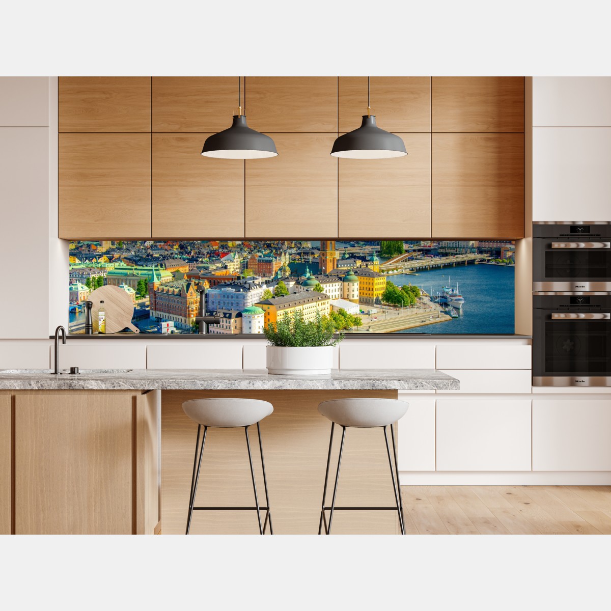 Repositionierbarer Aufkleber lebendige stadtansicht von Stockholm bei sonnenuntergang – Wallnifity® Repositionierbarer Aufkleber lebendige stadtansicht von Stockholm bei sonnenuntergang – Wallnifity®