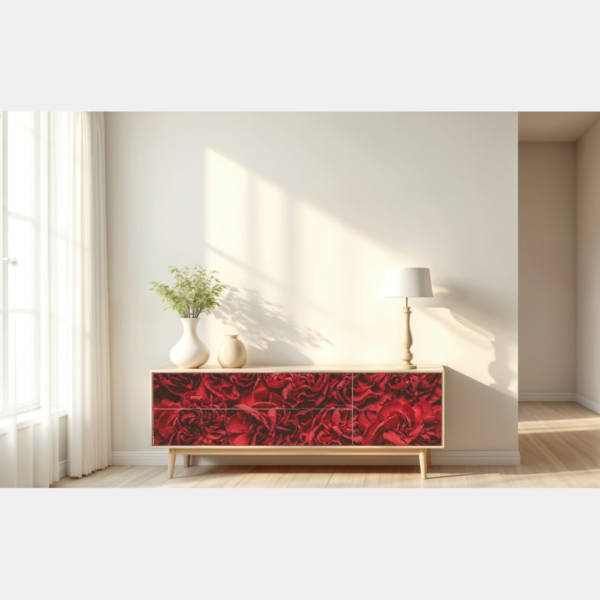 Repositionierbarer Aufkleber vintage rote nelken blumenmuster – Wallnifity® Repositionierbarer Aufkleber vintage rote nelken blumenmuster – Wallnifity®