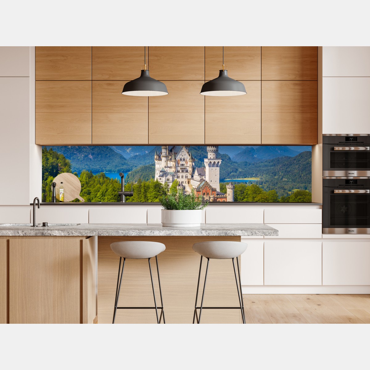 Repositionierbarer Aufkleber schloss Neuschwanstein in alpiner landschaft – Wallnifity® Repositionierbarer Aufkleber schloss Neuschwanstein in alpiner landschaft – Wallnifity®